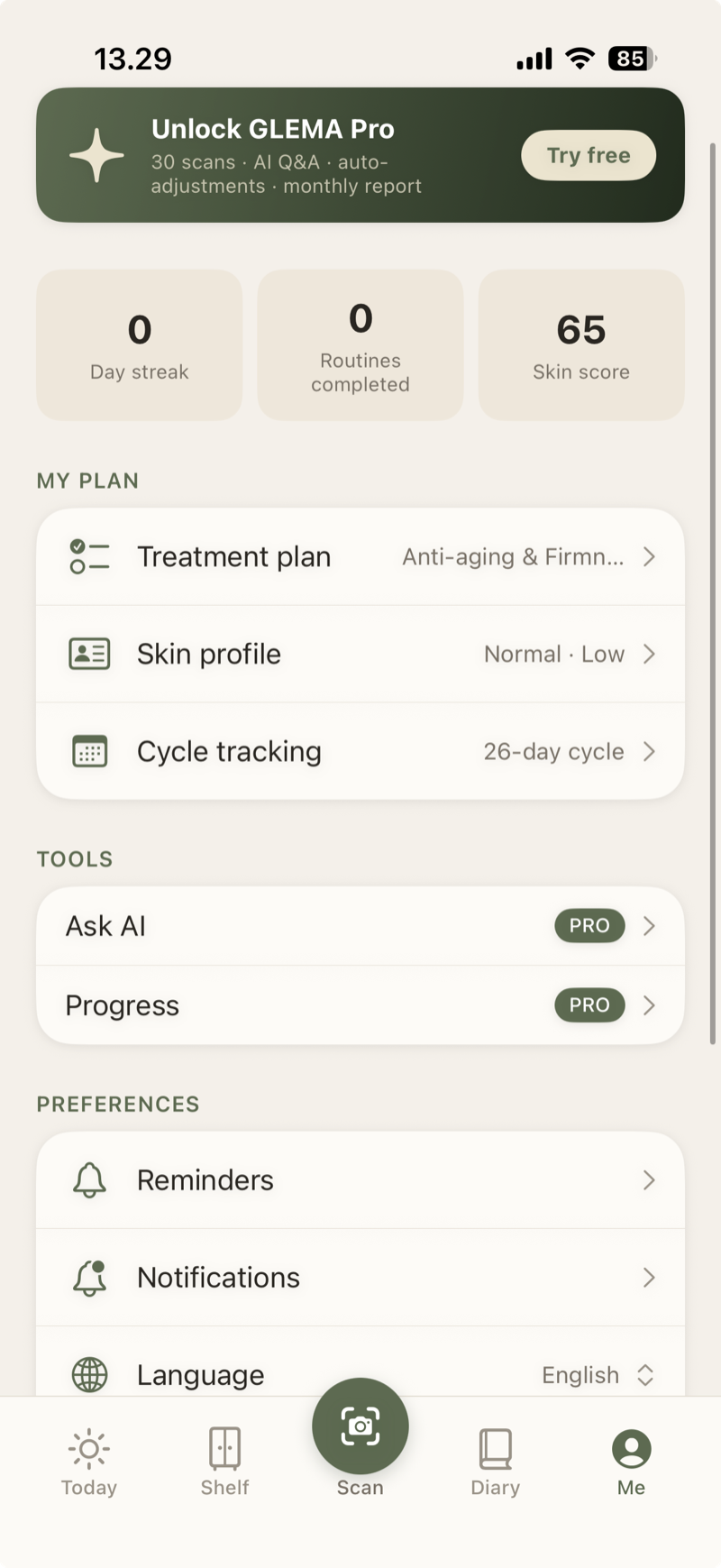 Your profile and plan